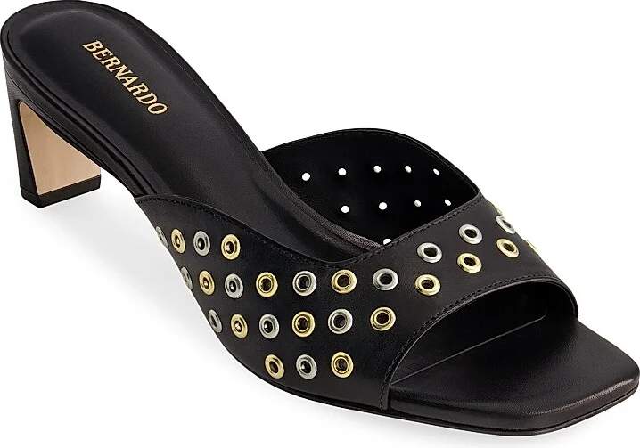 Women's Cenza Grommet Kitten Heel Mules - Black - Size 6 - Image 2