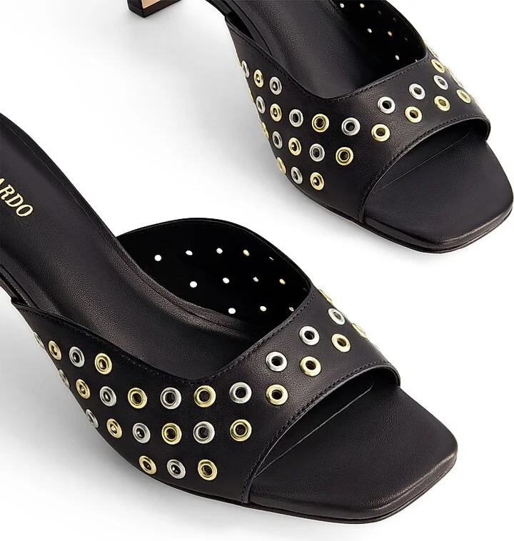 Women's Cenza Grommet Kitten Heel Mules - Black - Size 6 - Image 5