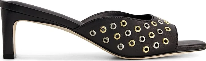 Women's Cenza Grommet Kitten Heel Mules - Black - Size 6