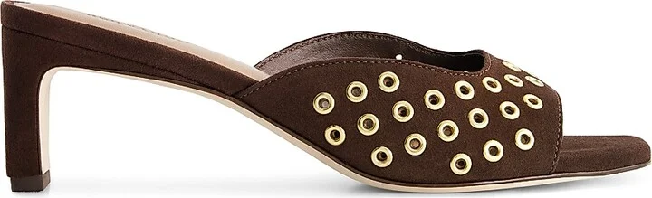 Women's Cenza Grommet Kitten Heel Mules - Dark Chocolate - Size 6