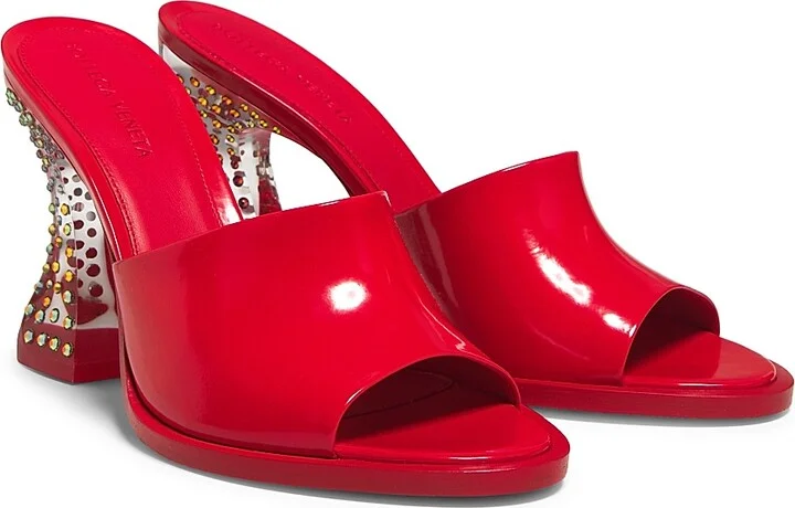 Women's Cha-Cha 100MM Rhinestone-Embellished Mule Sandals - Deep Red - Size 6 - Image 2