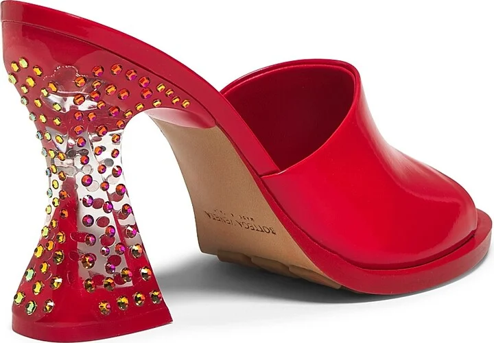Women's Cha-Cha 100MM Rhinestone-Embellished Mule Sandals - Deep Red - Size 6 - Image 3