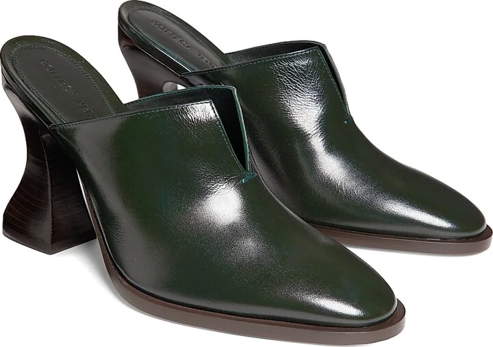 Women's Cha-Cha Leather Mule Pumps - Dark Green - Size 5 - Image 2