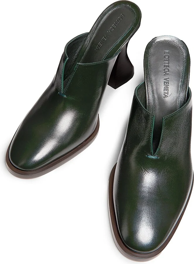 Women's Cha-Cha Leather Mule Pumps - Dark Green - Size 5 - Image 4