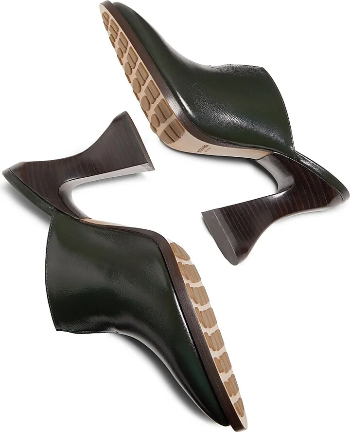 Women's Cha-Cha Leather Mule Pumps - Dark Green - Size 5 - Image 6