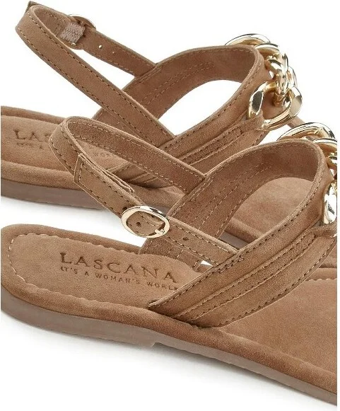 Women's Chain Detail Sandals - LASCANA - Cognac Solid - Image 2