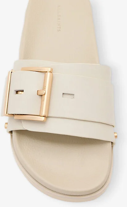 Womens Chalk White Ellie Studded Leather Sliders Eur 39.5 / 6.5 Uk Women - Image 2