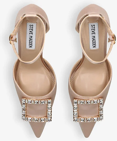 Womens Champagne Accession Crystal-Buckle Heeled Satin Sandals Eur 36 / 3 Uk Women - Image 2