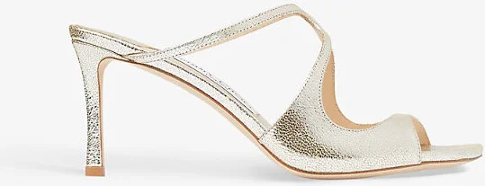 Womens Champagne Anise 75 Glitter-Effect Leather Heeled Sandals Eur 41 / 8 Uk Women