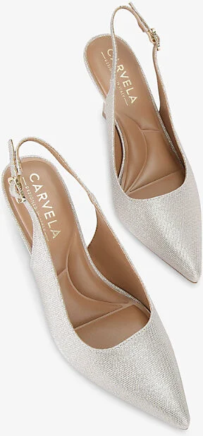 Womens Champagne Corletta Iridescent Sling-Back Woven Court Heels Eur 40 / 7 Uk Women - Image 2