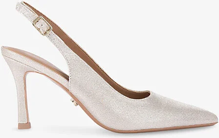 Womens Champagne Corletta Iridescent Sling-Back Woven Court Heels Eur 40 / 7 Uk Women