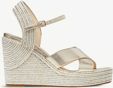 Womens Champagne Mix Dellena 100 Leather Wedge Sandals Eur 36.5 / 3.5 Uk Women