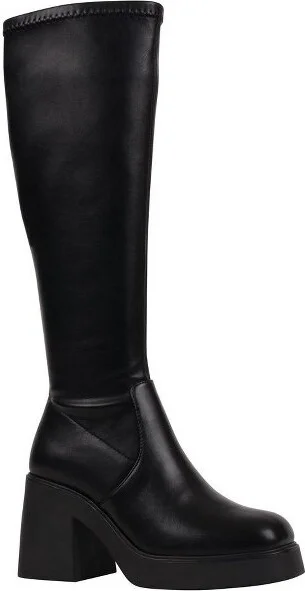Women's Chantal Black Platform Elastic Knee-High Boots