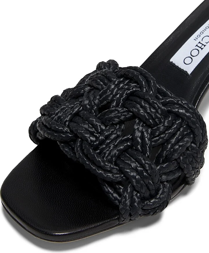Women's Chara 70MM Crochet Raffia Sandals - Black - Size 5 - Image 5