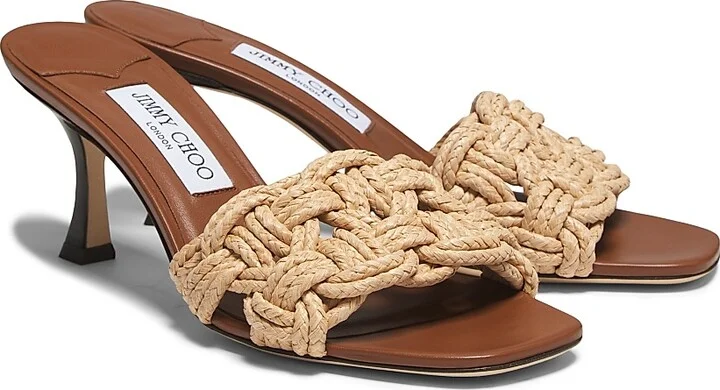 Women's Chara 70MM Crochet Raffia Sandals - Black - Size 5 - Image 7
