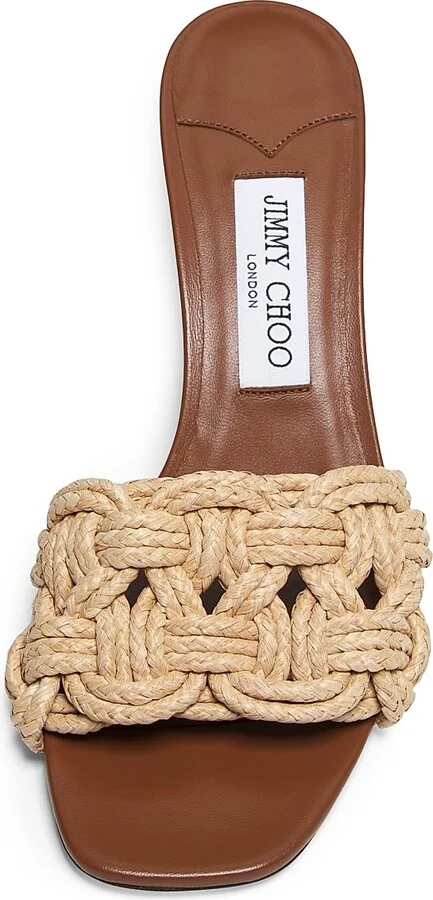 Women's Chara 70MM Crochet Raffia Sandals - Black - Size 5 - Image 9