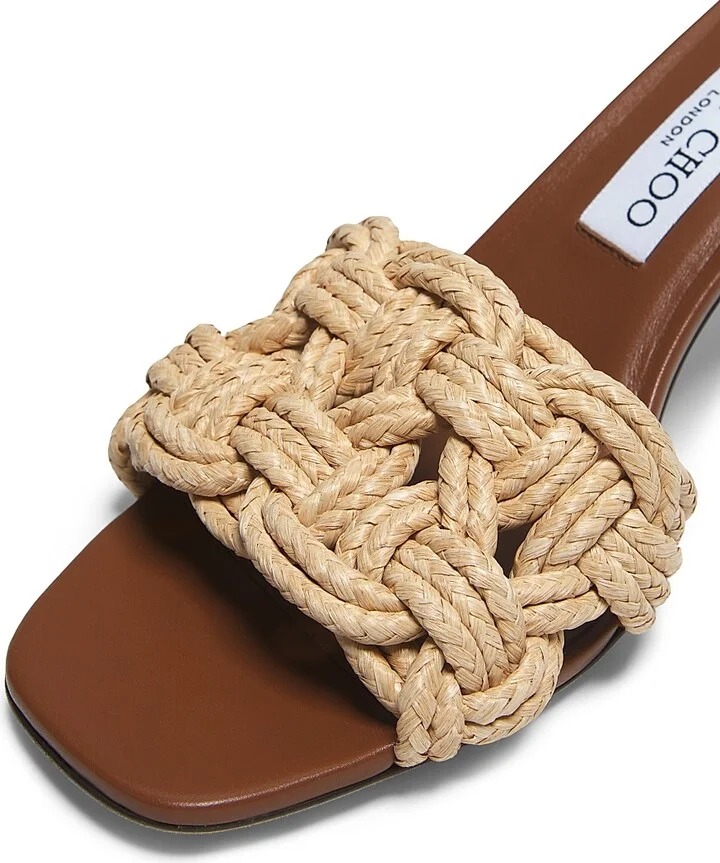 Women's Chara 70MM Crochet Raffia Sandals - Black - Size 5 - Image 10