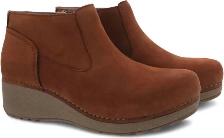Women's Charlene Milled Nubuck Wedge Boot In Ginger