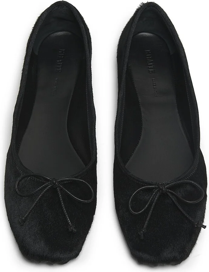 Women's Charlotte Calf Hair Ballerina Flats - Black - Size 6 - Image 4