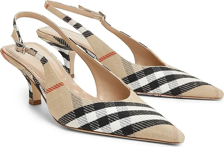 Women's Check Birdie 55MM Slingback Pumps - Sand Ip Check - Size 7 - Image 2