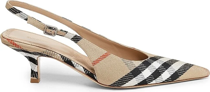 Women's Check Birdie 55MM Slingback Pumps - Sand Ip Check - Size 7