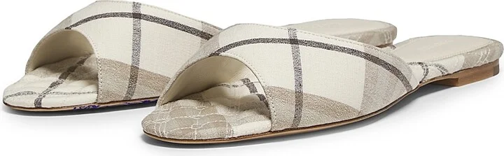 Women's Check Flat Sandals - Cotton Ip Check - Size 6 - Image 2