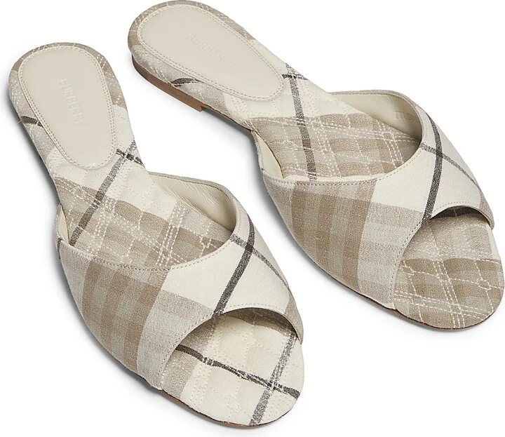 Women's Check Flat Sandals - Cotton Ip Check - Size 6 - Image 4