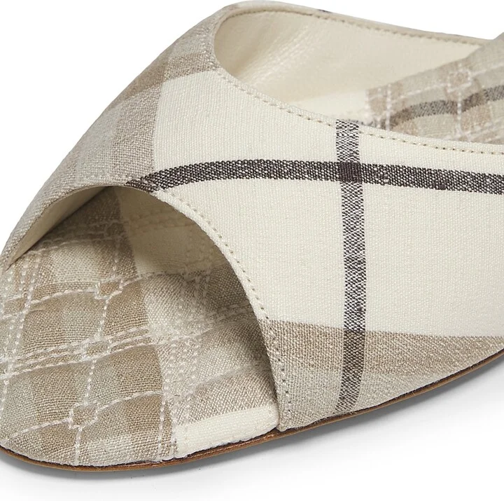 Women's Check Flat Sandals - Cotton Ip Check - Size 6 - Image 5