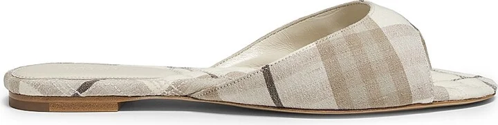 Women's Check Flat Sandals - Cotton Ip Check - Size 6