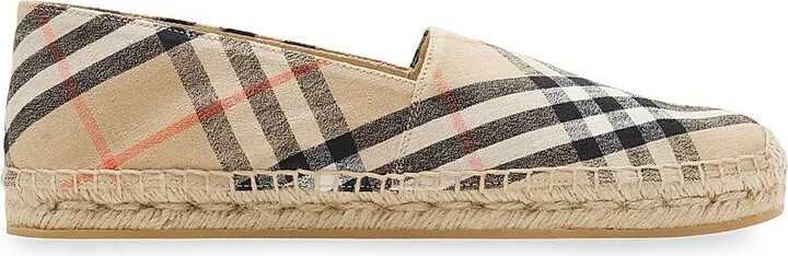 Women's Check Linen Espadrilles - Sand Ip Check - Size 5