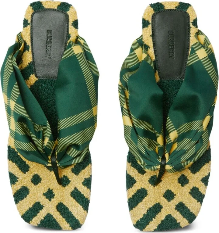 Women's Check Pool Flat Slides - Image 4