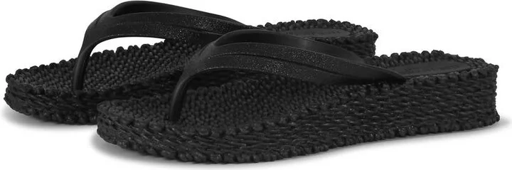 Women's Cheerful Platform Flip Flops In Black