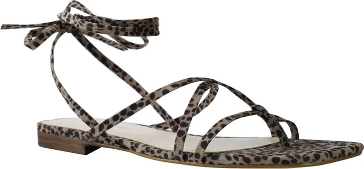 Womens Cheetah Print Square Toe Strappy Sandals