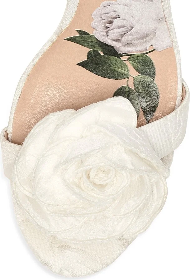 Women's Chelsea 85MM Rose Cloque Sandals - Ivory - Size 6 - Image 3