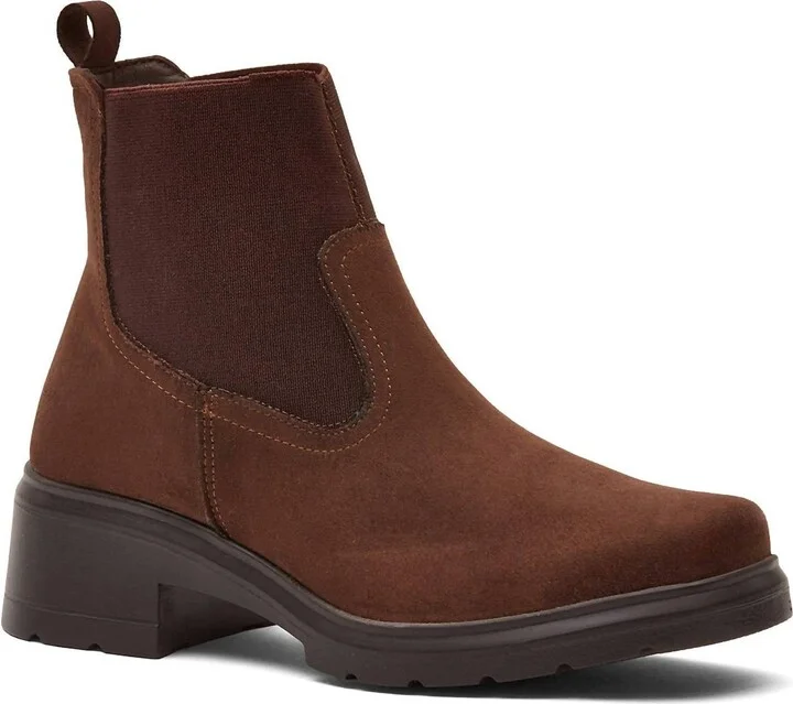 Women's Chelsea Boots With Elastic Side In Brown