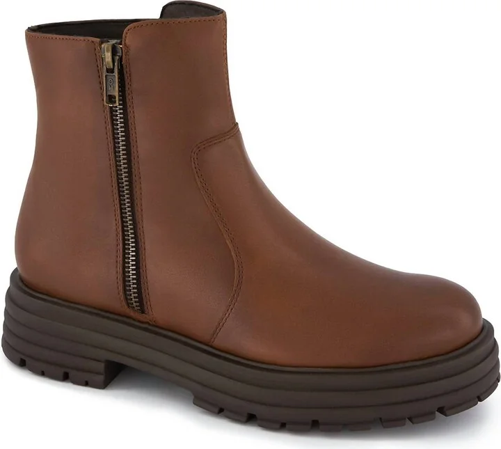 Women's Chelsea Boots With Zipper In Brown