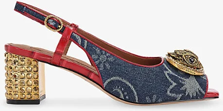 Womens Chelsea Denim Block-Heel Slingback Sandals Eur 41 / 8 Uk Women