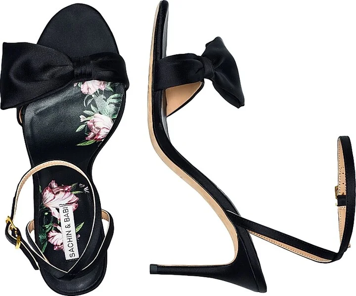 Women's Chelsea Obi-Bow 85MM Satin Sandals - Black - Size 6 - Image 2