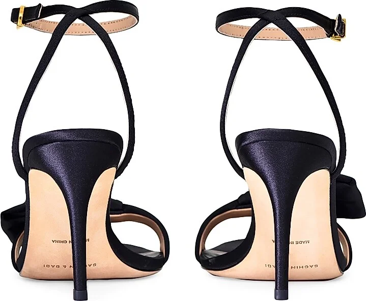 Women's Chelsea Obi-Bow 85MM Satin Sandals - Black - Size 6 - Image 3