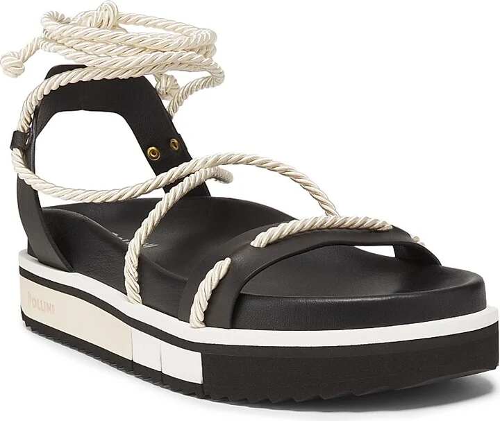 Women's Cheyenne Leather Ankle-Wrap Sandals - Black - Size 7 - Image 2