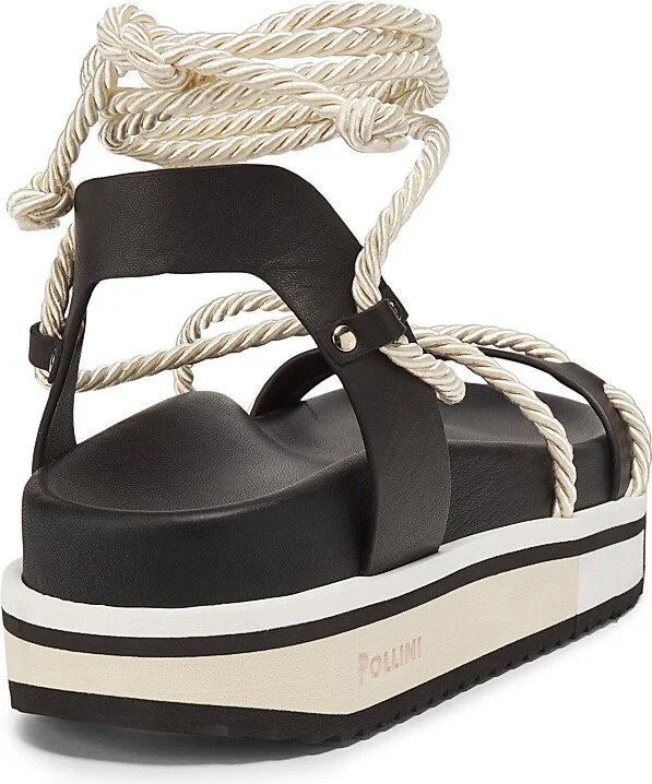 Women's Cheyenne Leather Ankle-Wrap Sandals - Black - Size 7 - Image 3