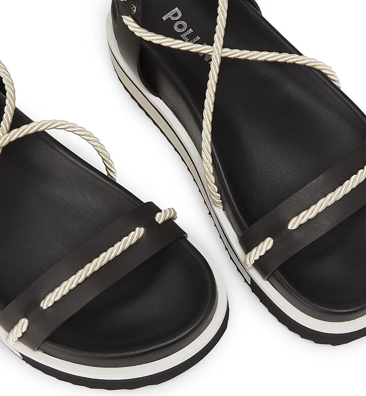 Women's Cheyenne Leather Ankle-Wrap Sandals - Black - Size 7 - Image 4
