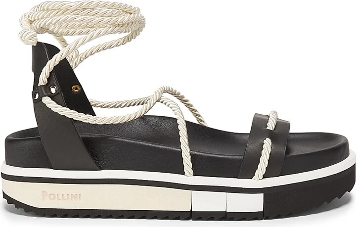 Women's Cheyenne Leather Ankle-Wrap Sandals - Black - Size 7