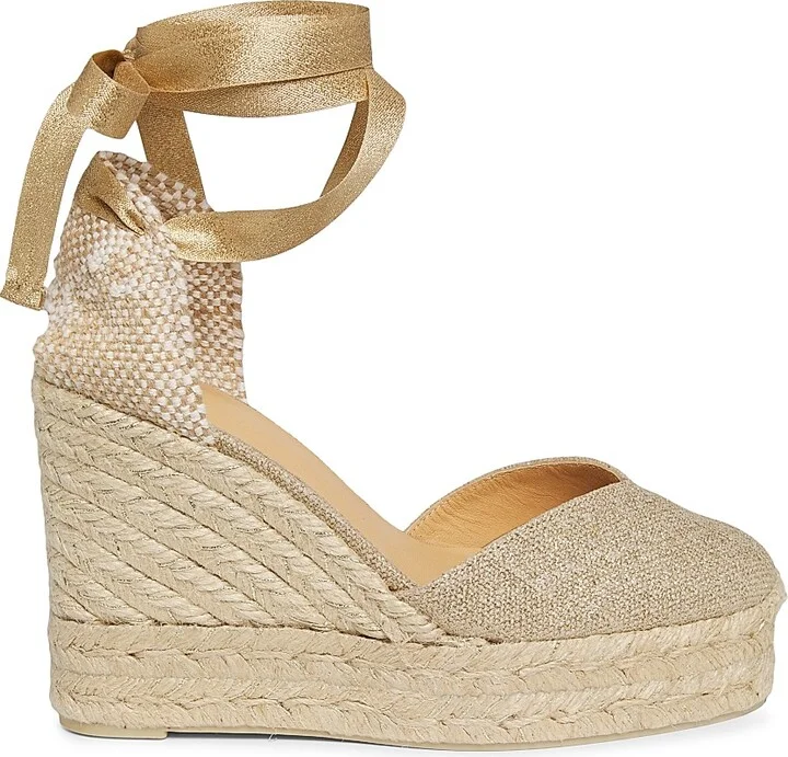 Women's Chiara Linen Espadrille Wedges - Oro Claro - Size 6