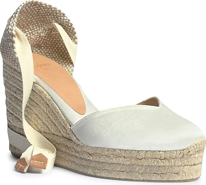 Women's Chiara Satin Platform Wedge Espadrilles - Crudo - Size 8 - Image 2