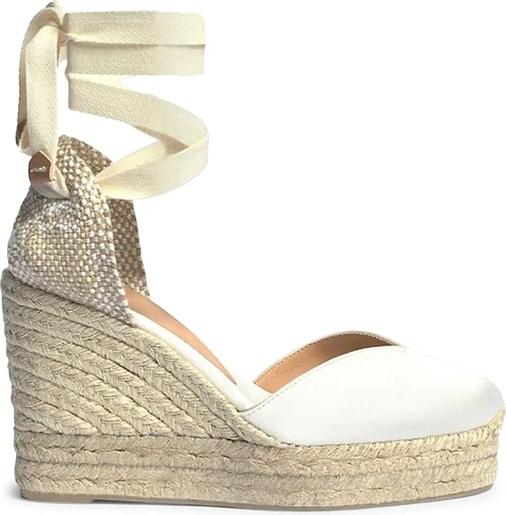 Women's Chiara Satin Platform Wedge Espadrilles - Crudo - Size 8