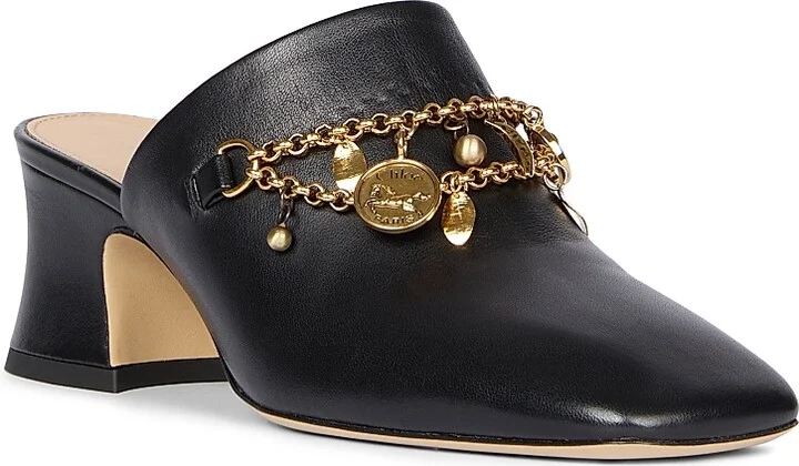 Women's Chloé Charms Leather Mules - Black - Size 5.5 - Image 2
