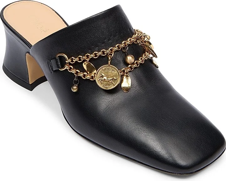 Women's Chloé Charms Leather Mules - Black - Size 5.5 - Image 5