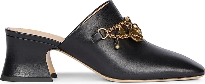 Women's Chloé Charms Leather Mules - Black - Size 5.5