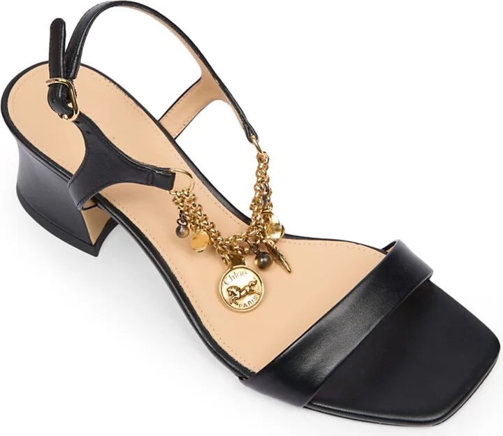 Women's Chloé Charms Leather Sandals - Black - Size 5.5 - Image 2
